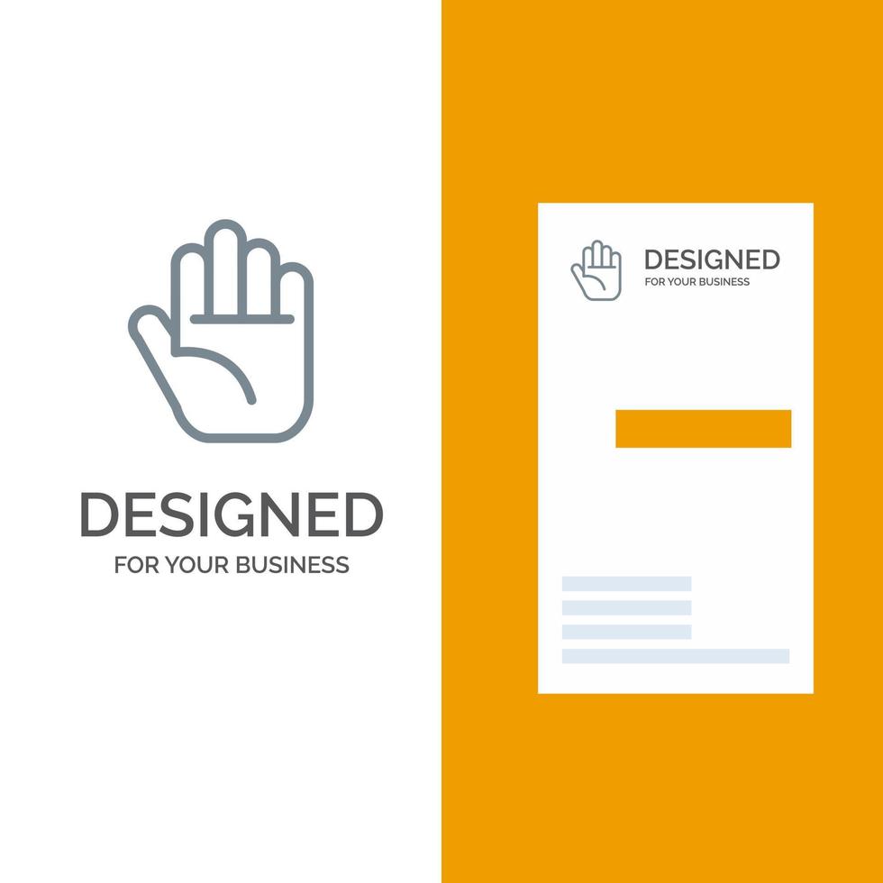 detener el diseño del logotipo gris de la mano y la plantilla de la tarjeta de visita vector