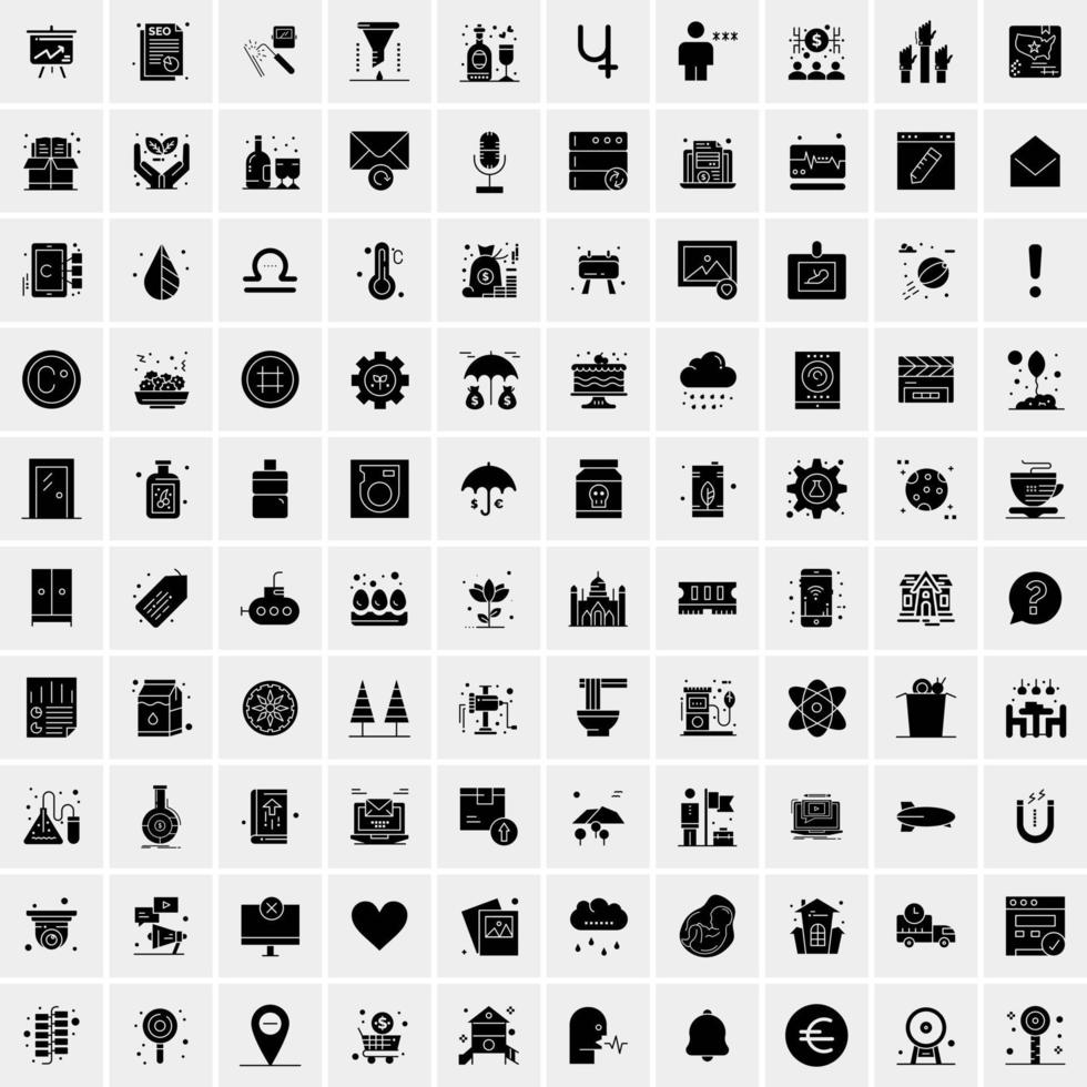 Set of 100 Universal Solid Icons vector