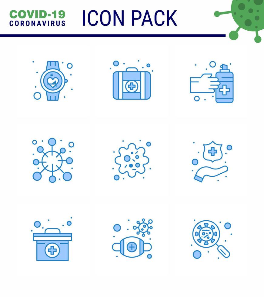 Simple Set of Covid19 Protection Blue 25 icon pack icon included infection corona gestures epidemic antigen viral coronavirus 2019nov disease Vector Design Elements