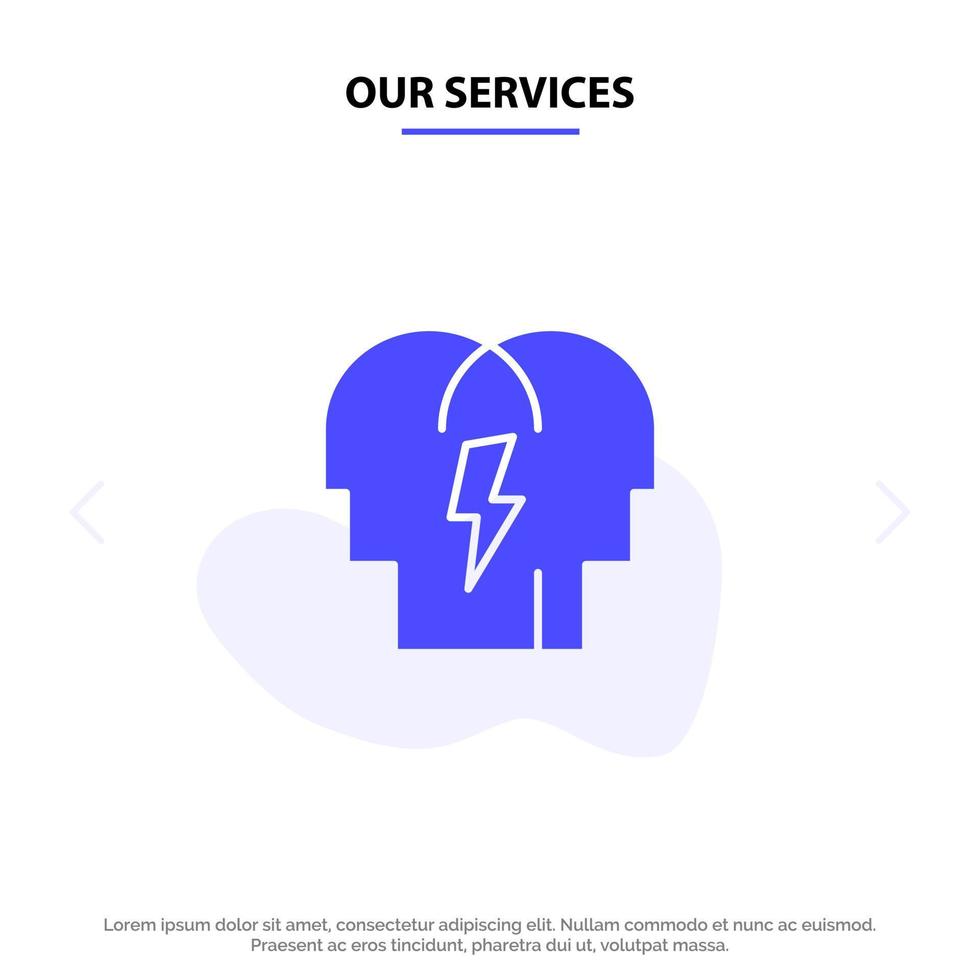Our Services Conflict In People Mind Solid Glyph Icon Web card Template vector