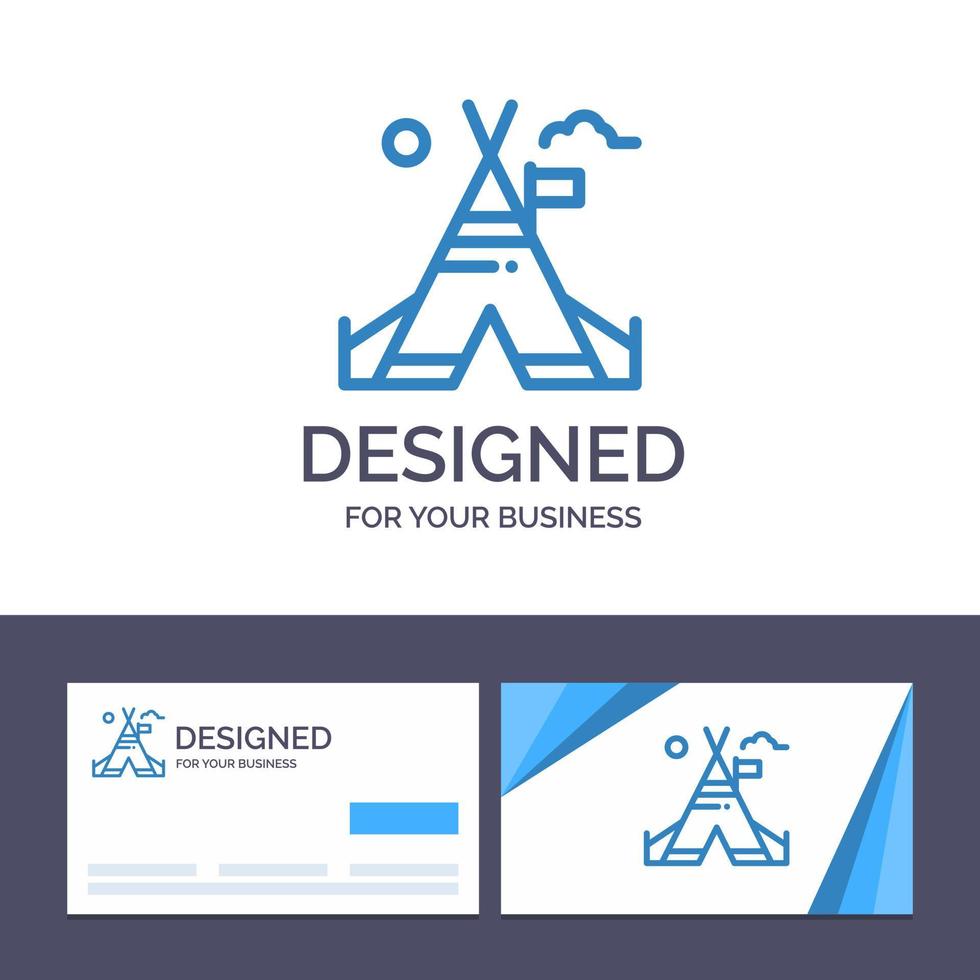 Creative Business Card and Logo template Tent Free Tent Camp American Vector Illustration