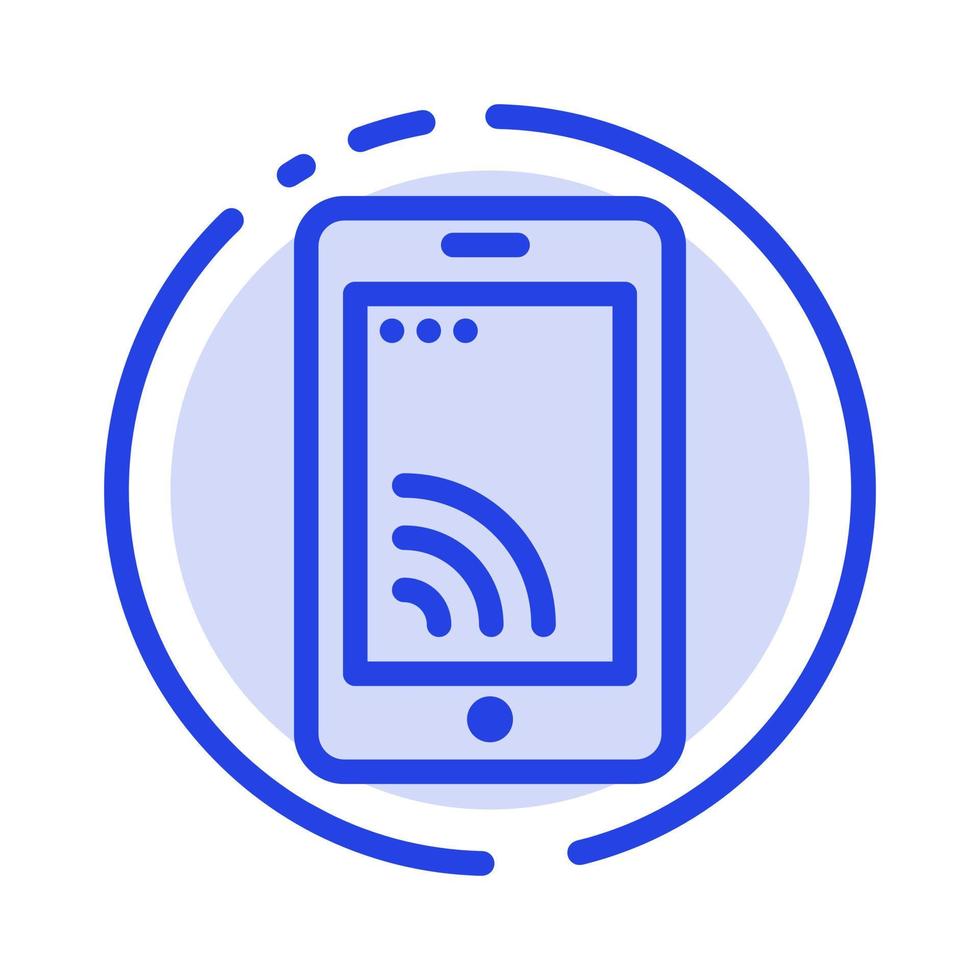 Mobile Cell Wifi Service Blue Dotted Line Line Icon vector