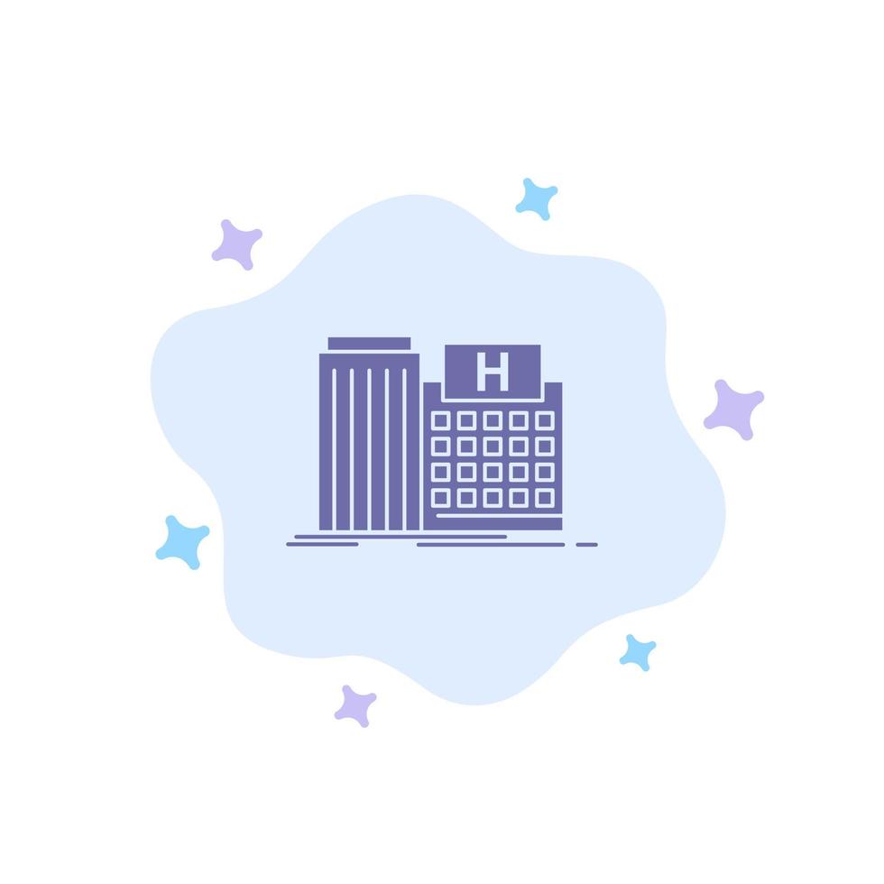 Hospital Healthcare Medical Building Clinic Blue Icon on Abstract Cloud Background vector