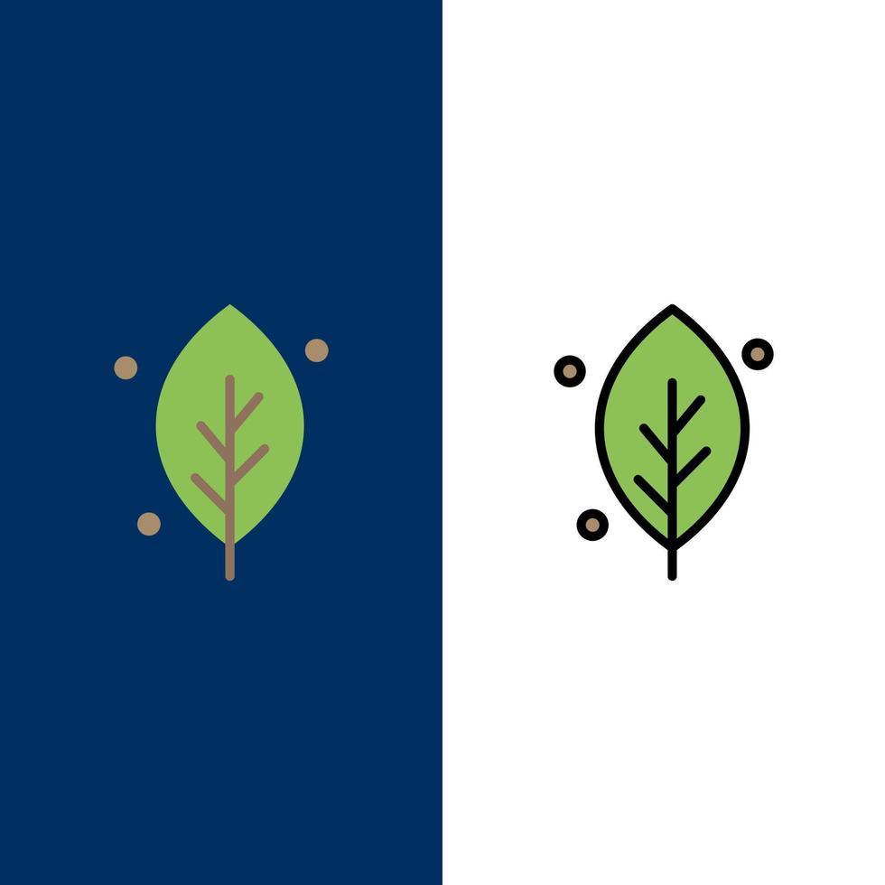 Ecology Leaf Nature Spring  Icons Flat and Line Filled Icon Set Vector Blue Background