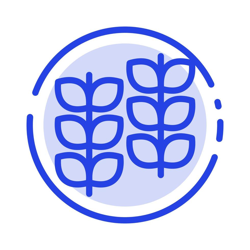 planta hoja crecimiento de la planta línea punteada azul icono de línea vector