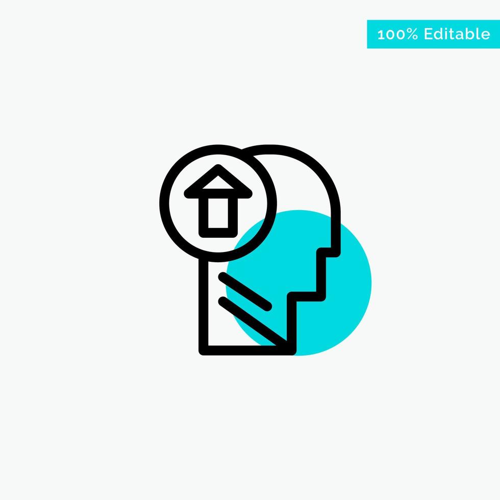 Arrow Head Human Knowledge Mind Up turquoise highlight circle point Vector icon