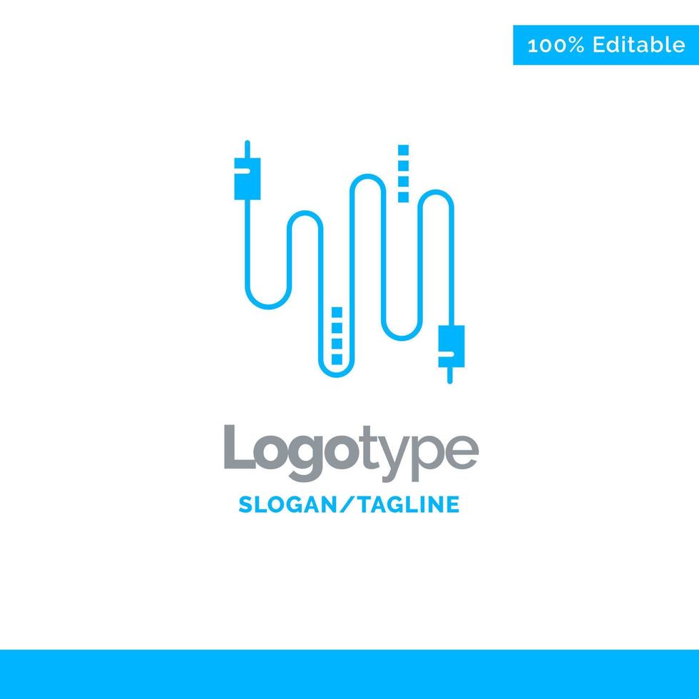 cable de audio cables comunicación plantilla de logotipo sólido azul lugar para el eslogan vector