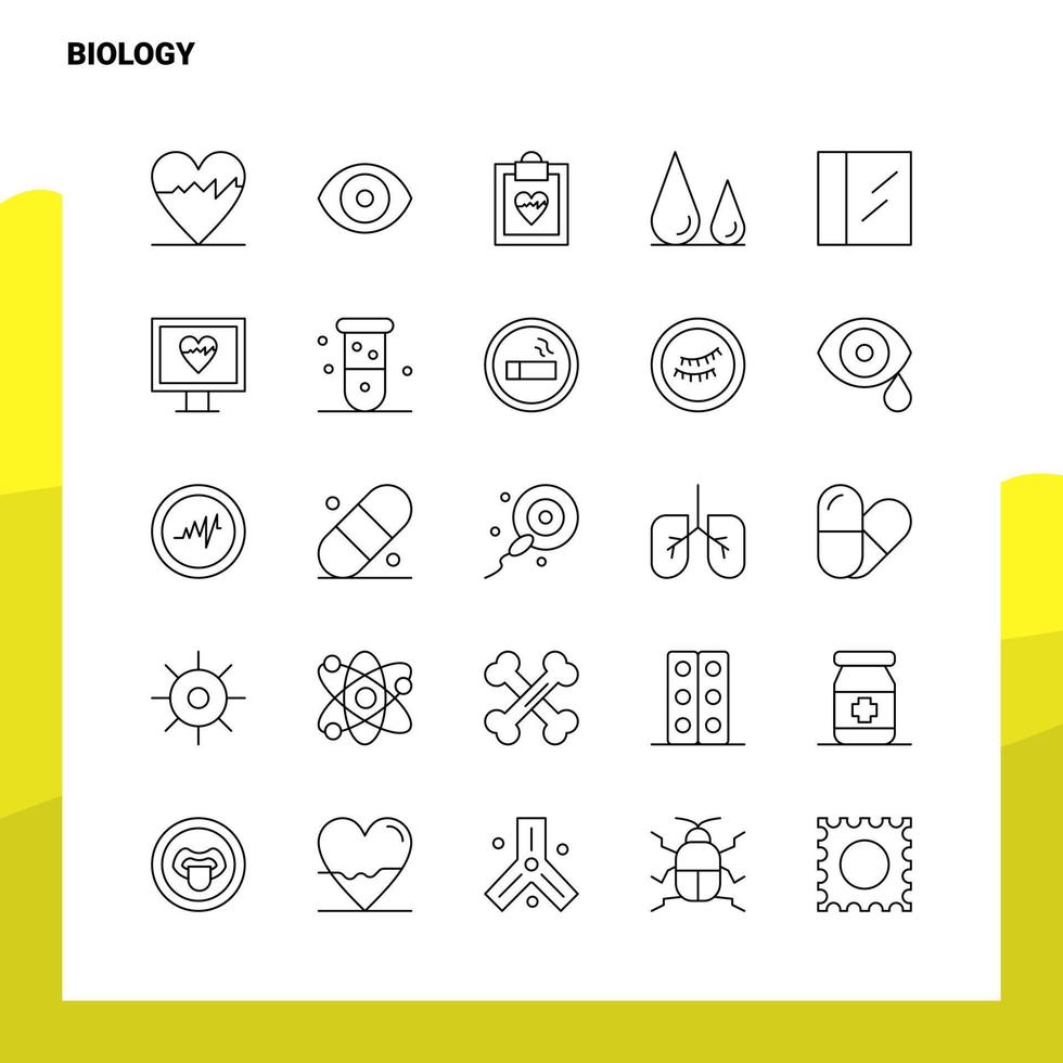 Set of Biology Line Icon set 25 Icons Vector Minimalism Style Design Black Icons Set Linear pictogram pack