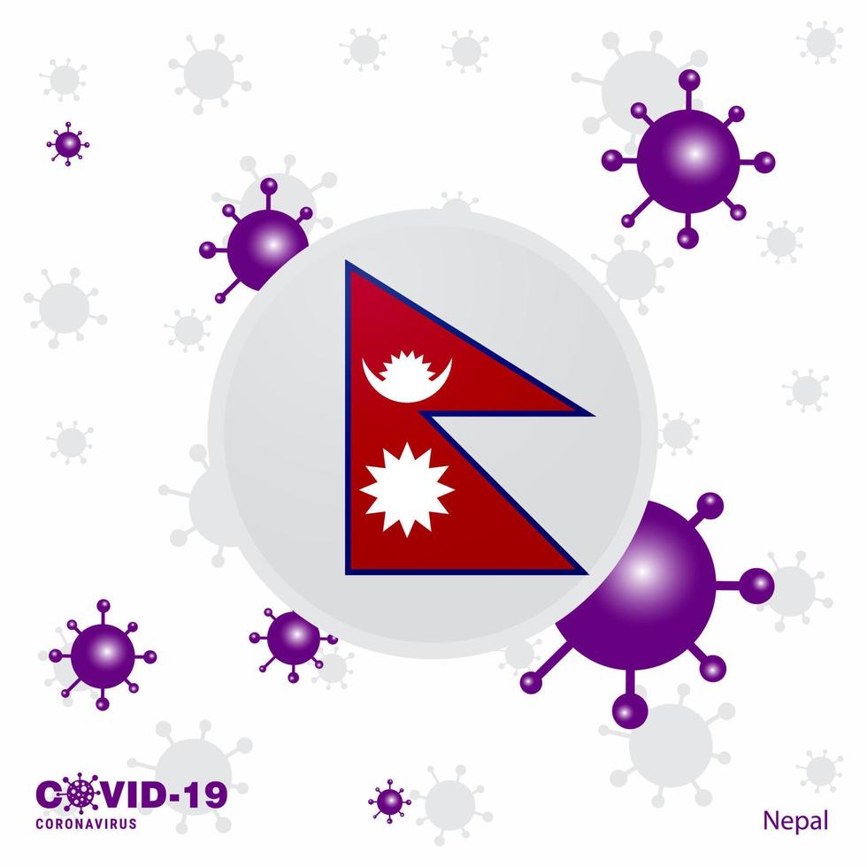 Pray For Nepal COVID19 Coronavirus Typography Flag Stay home Stay Healthy Take care of your own health vector