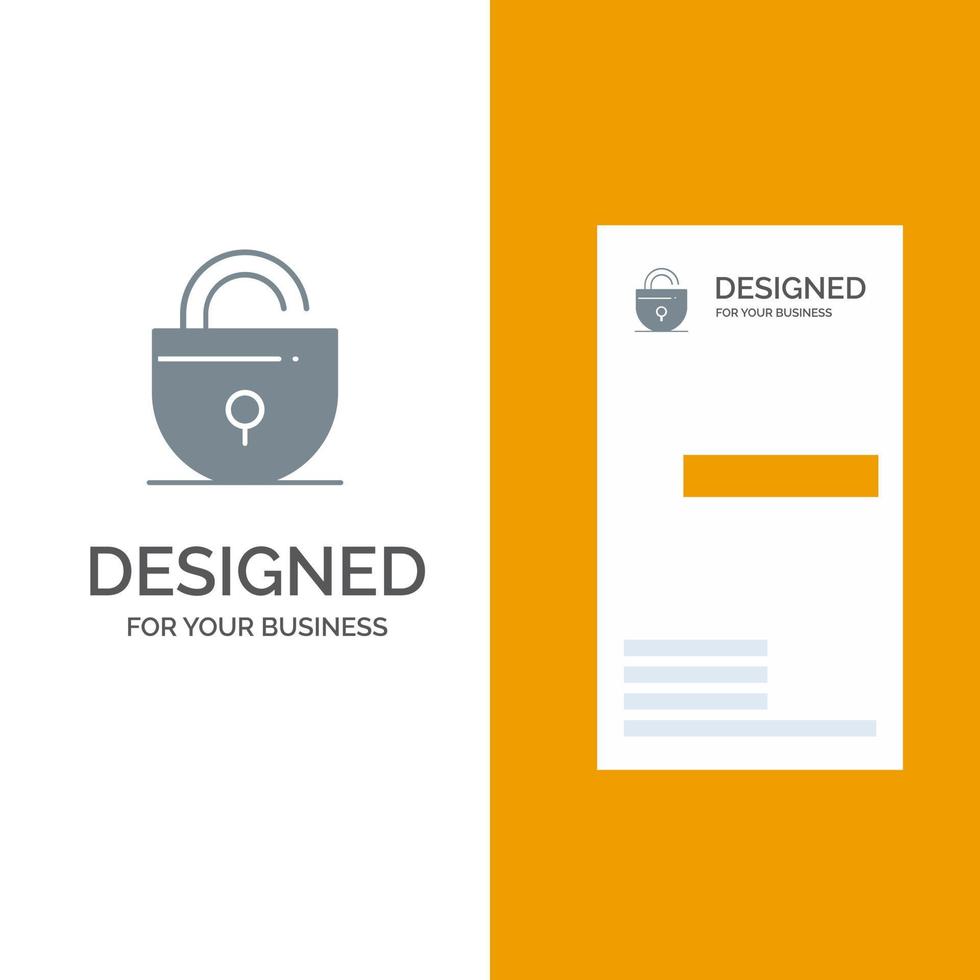 Lock Locked Security Internet Grey Logo Design and Business Card Template vector