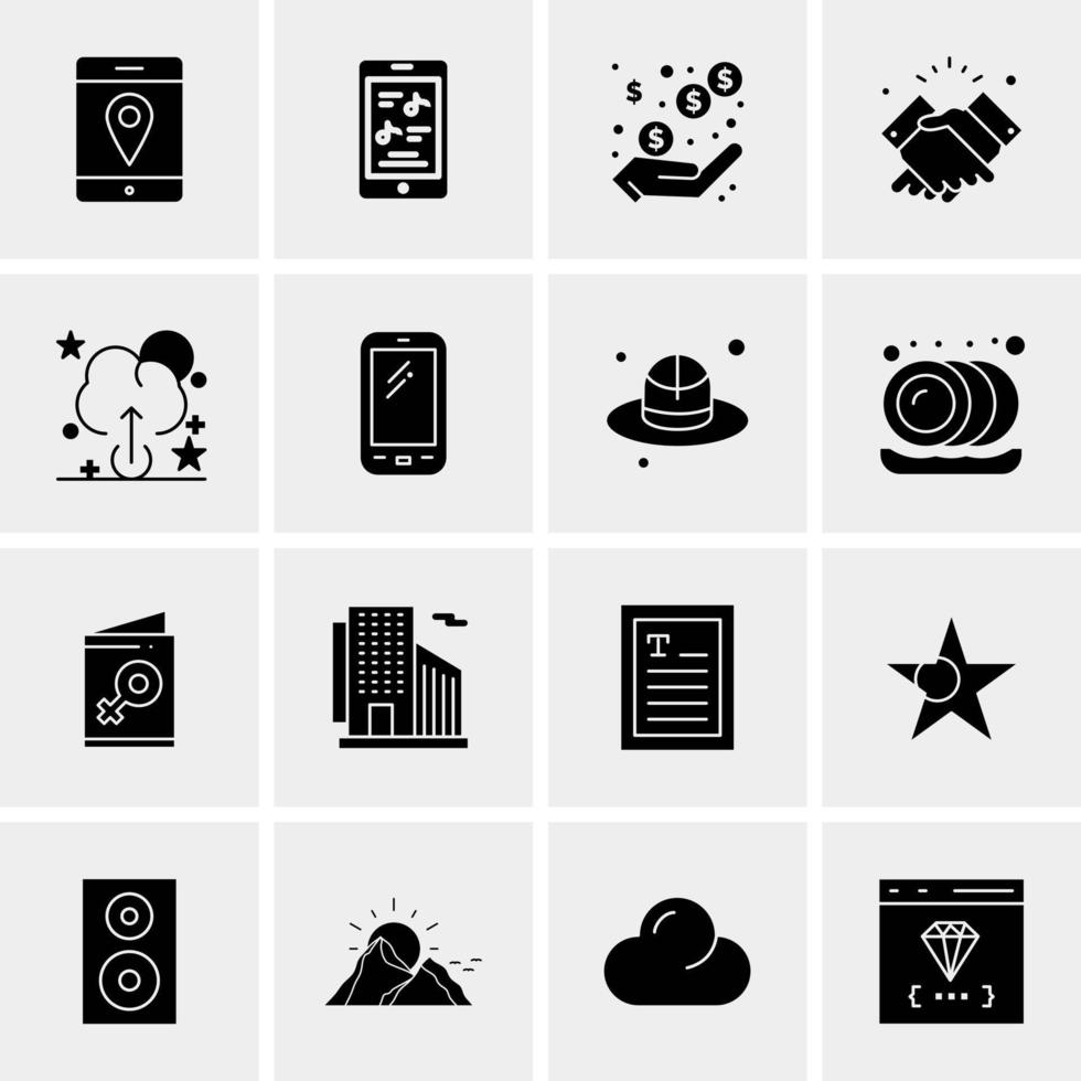 16 iconos de negocios universales vector ilustración de icono creativo para usar en proyectos relacionados con la web y dispositivos móviles