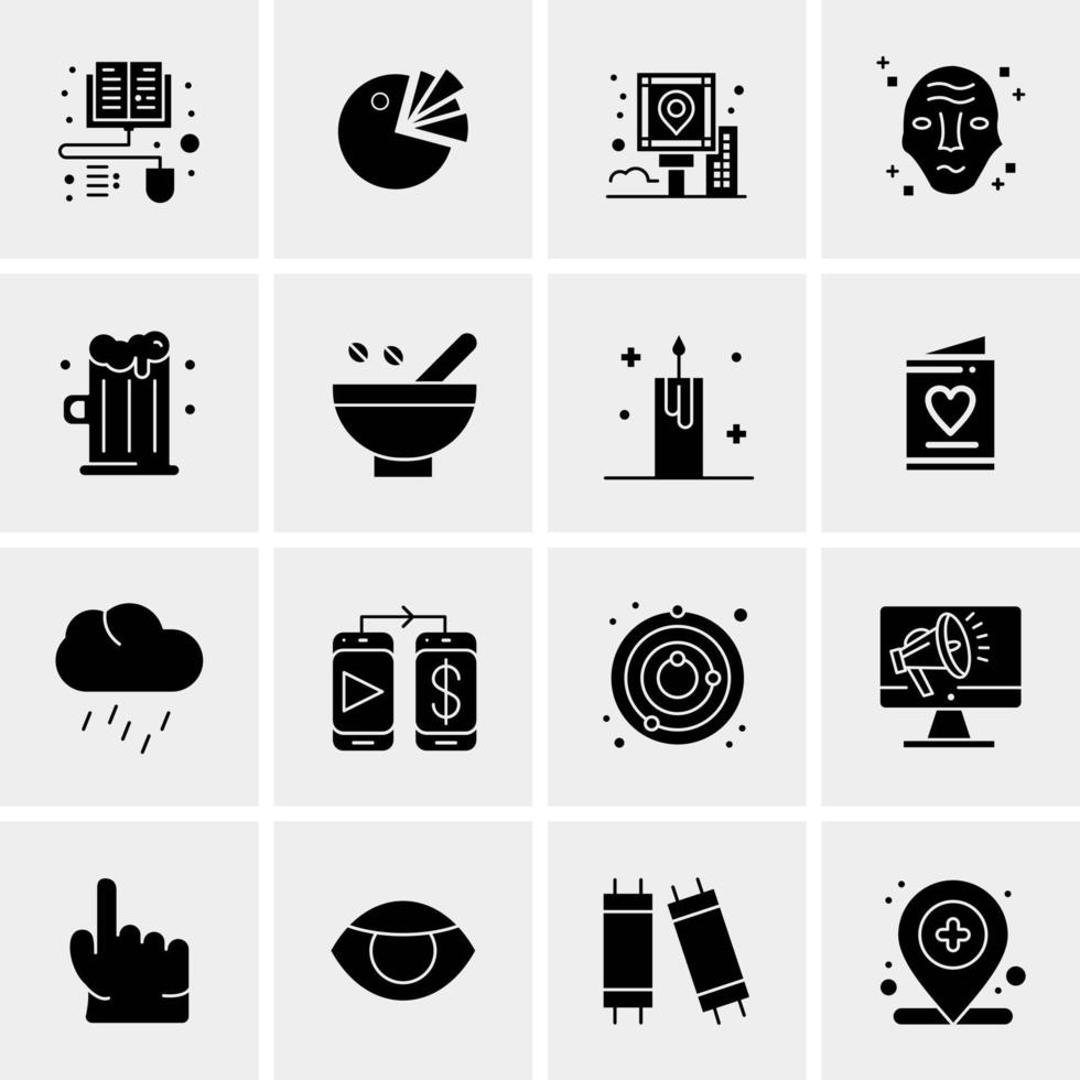 16 iconos de negocios universales vector ilustración de icono creativo para usar en proyectos relacionados con la web y dispositivos móviles