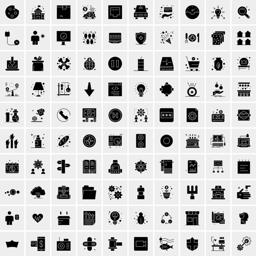 Set of 100 Universal Solid Icons vector