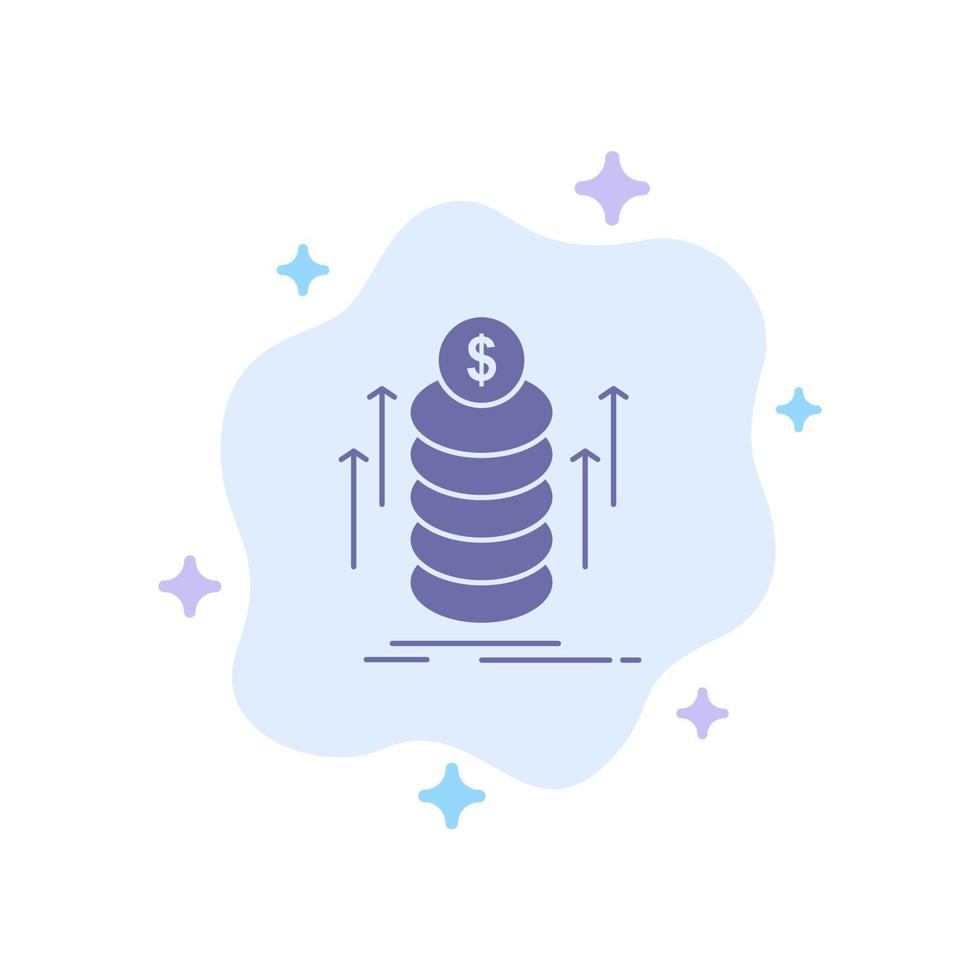 paquete de dinero transferir monedas icono azul sobre fondo de nube abstracta vector