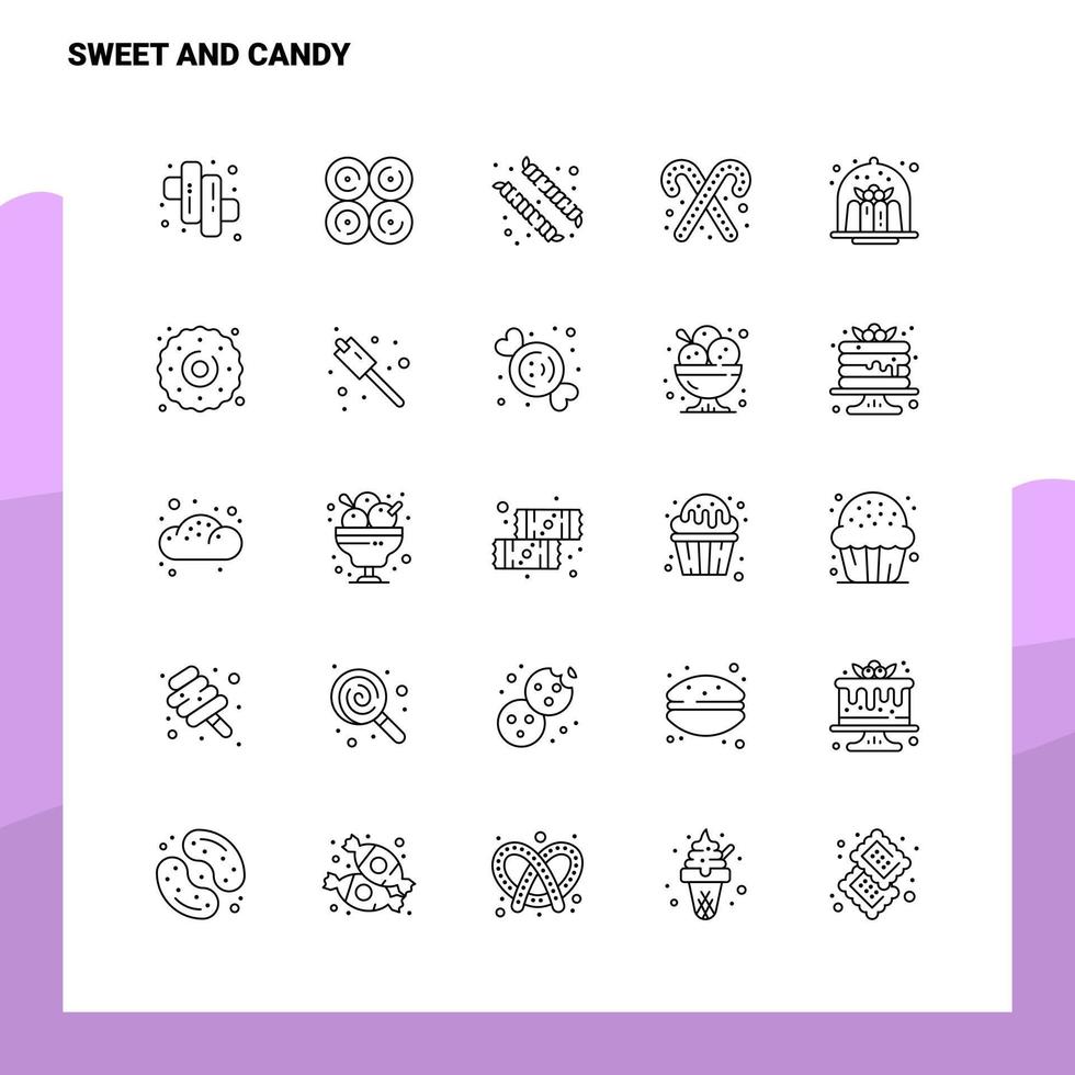 Set of Sweet And Candy Line Icon set 25 Icons Vector Minimalism Style Design Black Icons Set Linear pictogram pack