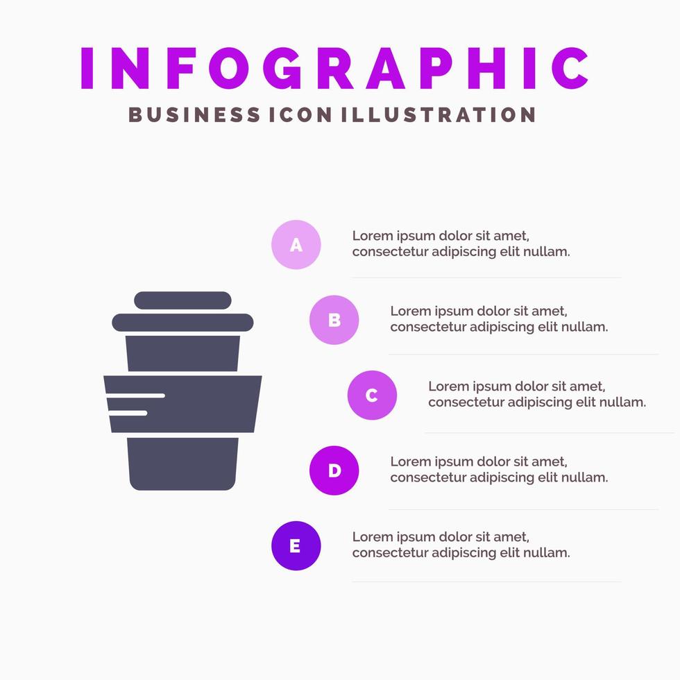 vidrio estudio bebida sólido icono infografía 5 pasos presentación antecedentes vector