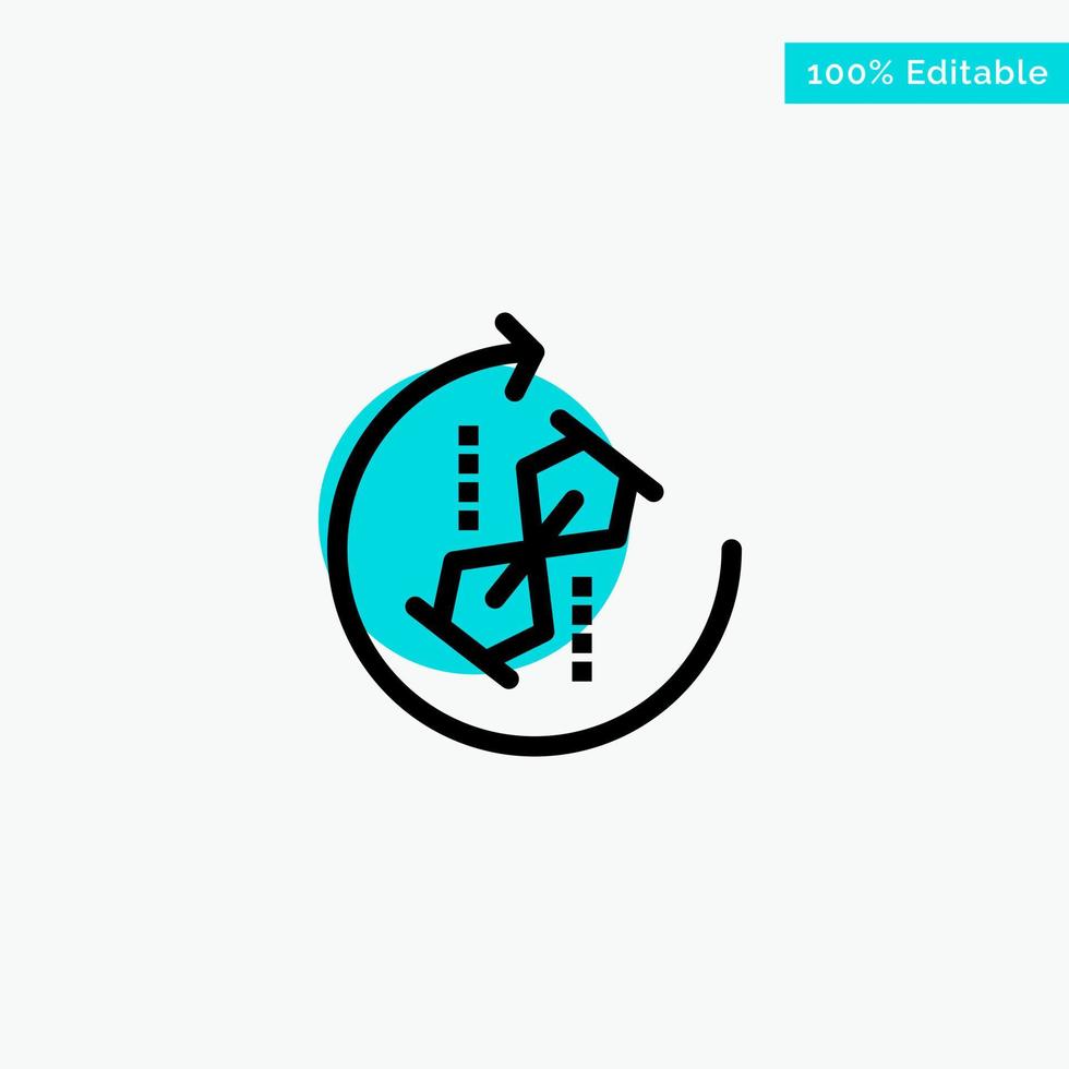 Puzzle Repeat Recycle Puzzle Joint turquoise highlight circle point Vector icon