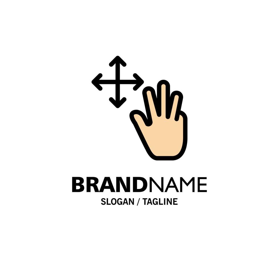 los gestos de tres dedos mantienen la plantilla del logotipo de la empresa color plano vector