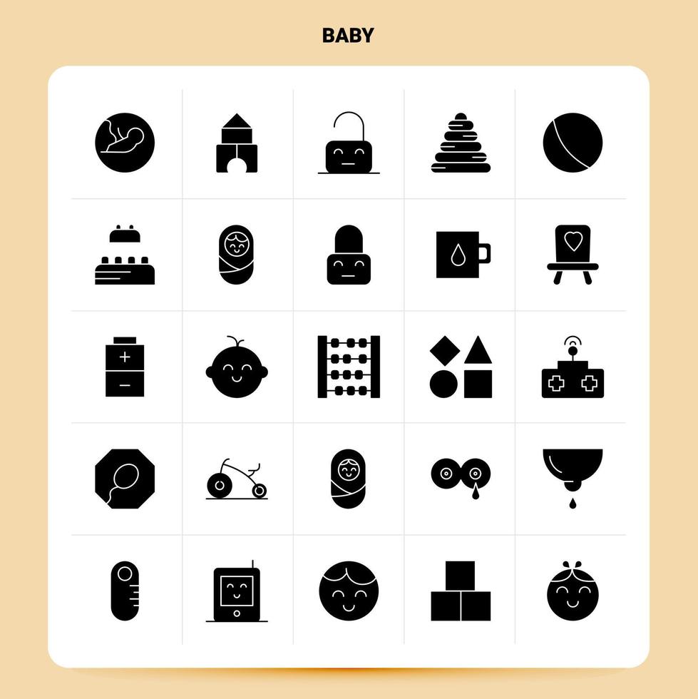 conjunto de iconos de bebé sólido 25 diseño de estilo de glifo vectorial conjunto de iconos negros diseño de ideas de negocios web y móvil ilustración vectorial vector