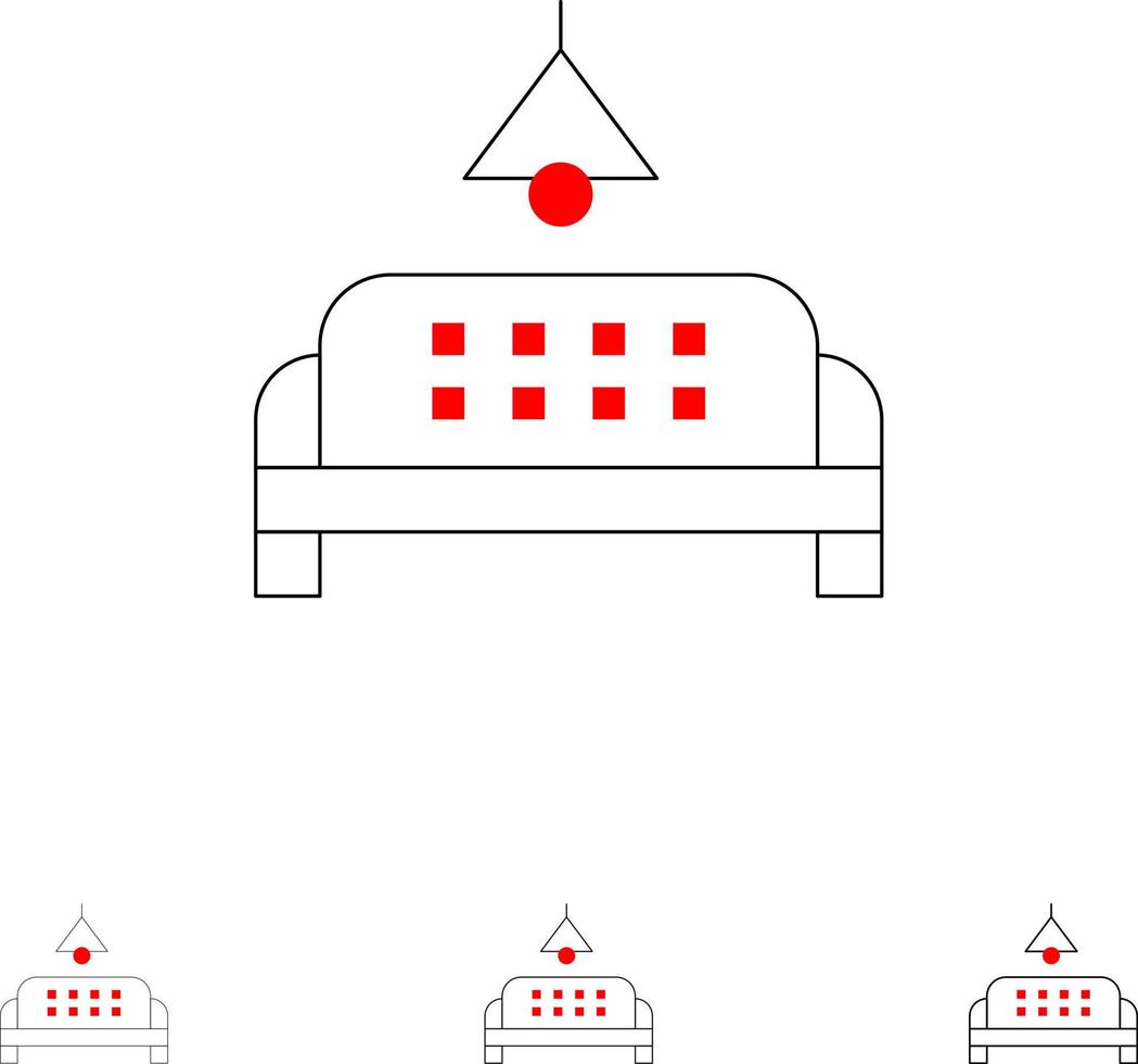 Sofa Furniture Lump Home Bold and thin black line icon set vector