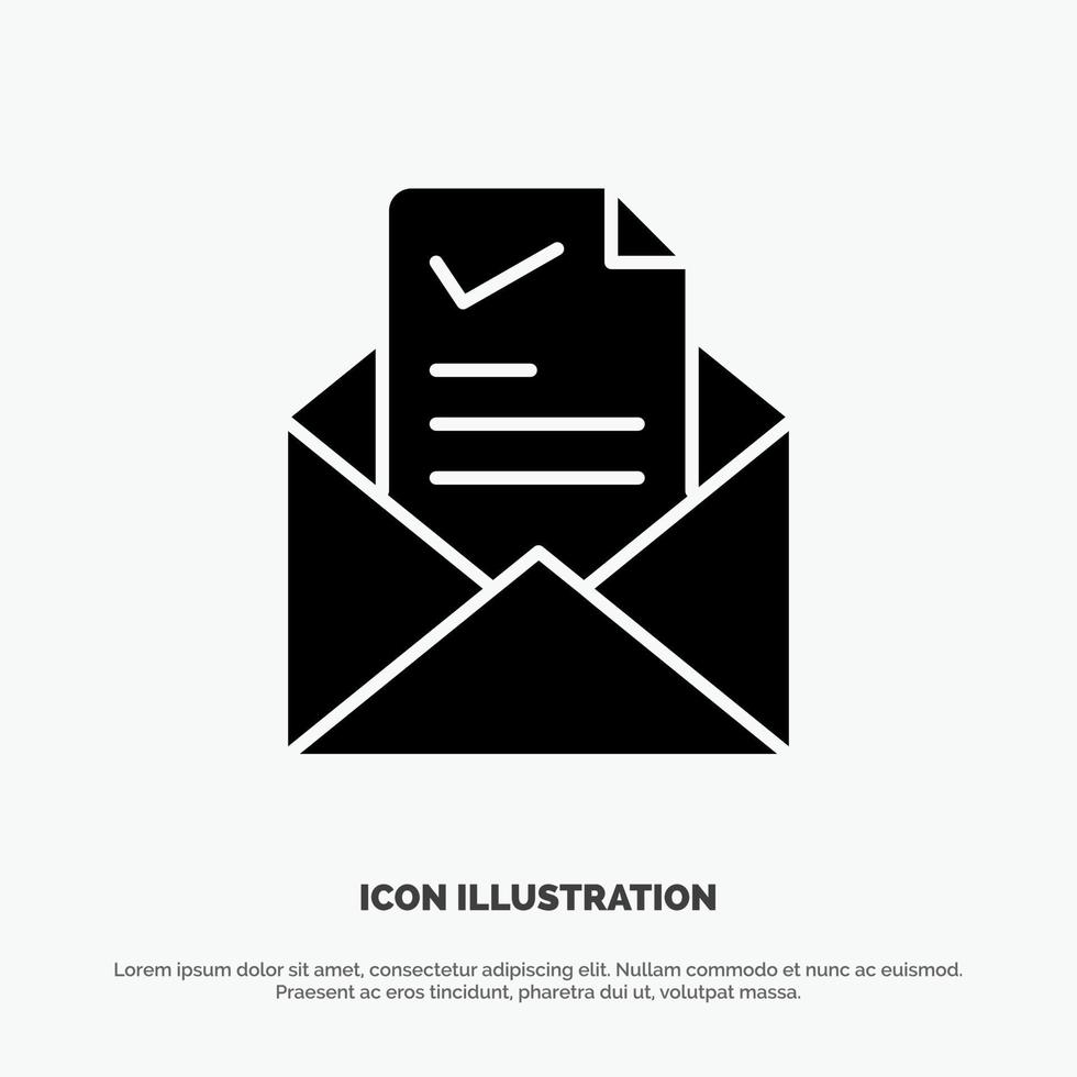 Mail Email Job Tick Good solid Glyph Icon vector