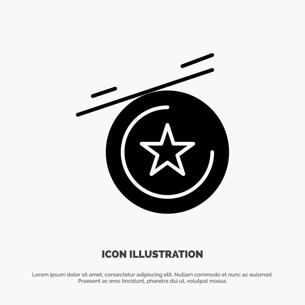 Star Medal Solid Black Glyph Icon vector