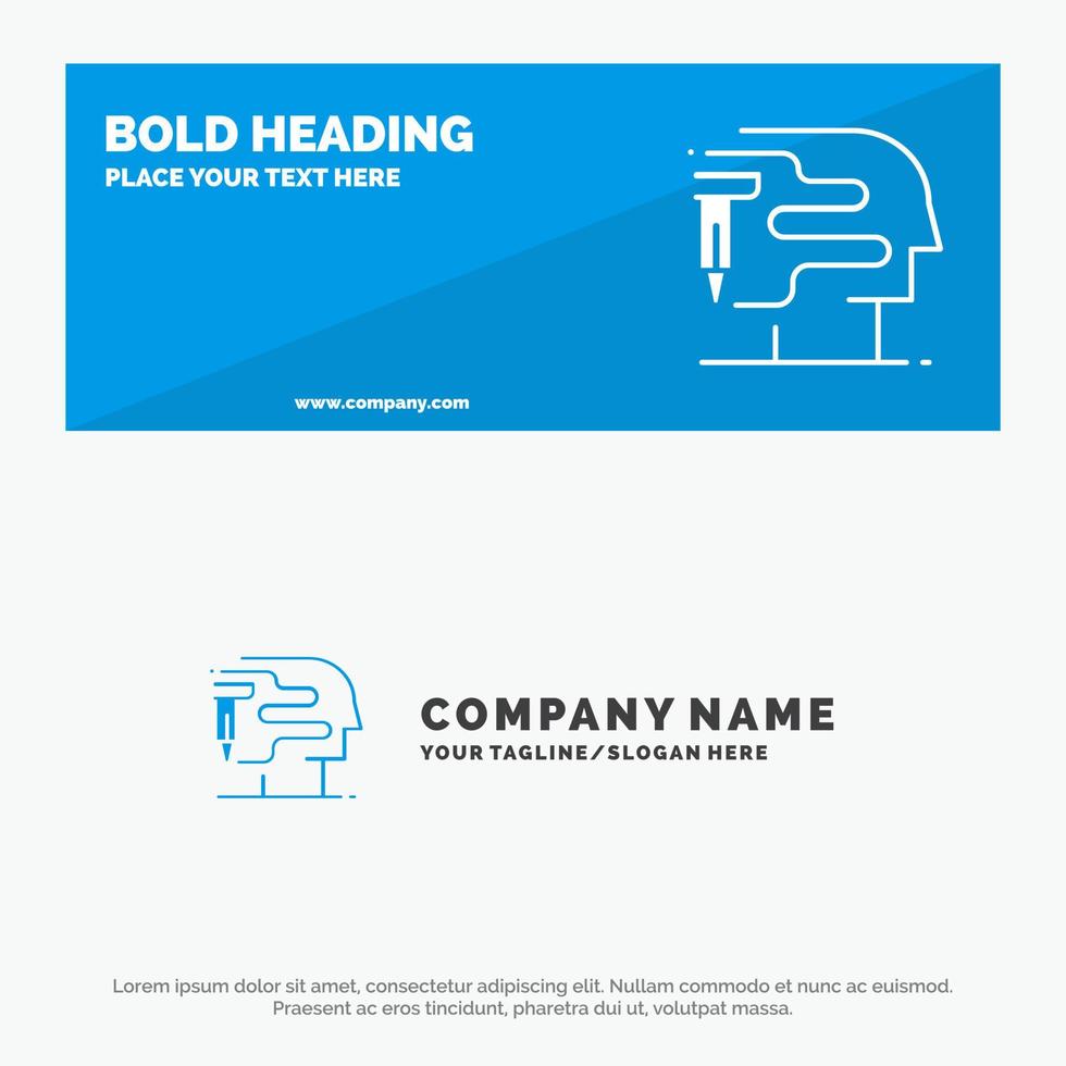 Human Printing Big Think SOlid Icon Website Banner and Business Logo Template vector