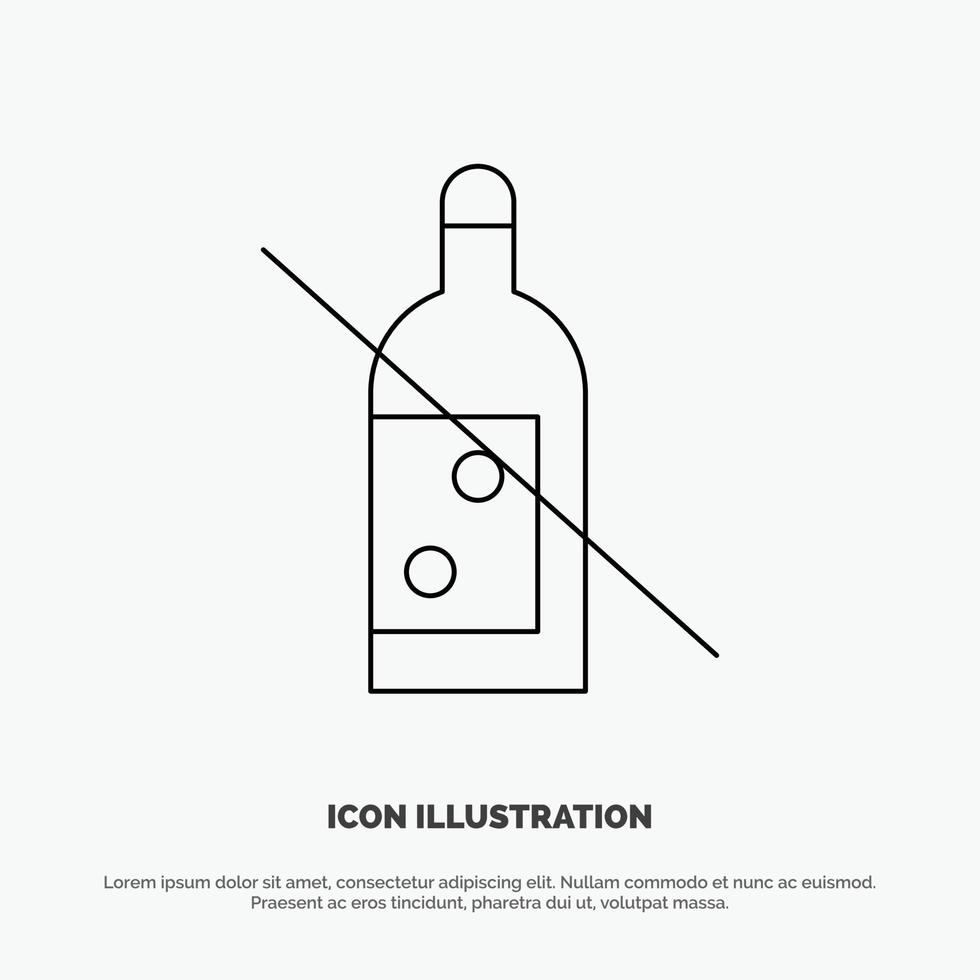 Alcohol Bottle Forbidden No Whiskey Vector Line Icon