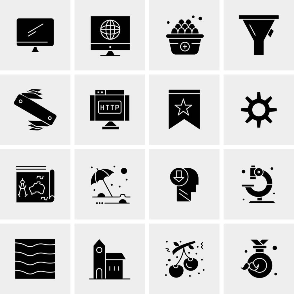 16 iconos de negocios universales vector ilustración de icono creativo para usar en proyectos relacionados con la web y dispositivos móviles