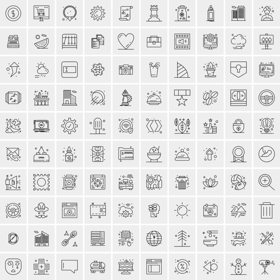 Pack of 100 Universal Line Icons for Mobile and Web vector