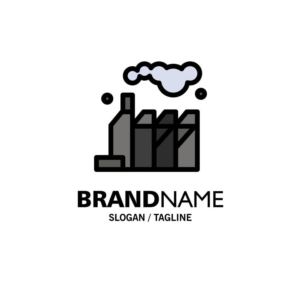 Energy Pollution Factory Business Logo Template Flat Color vector