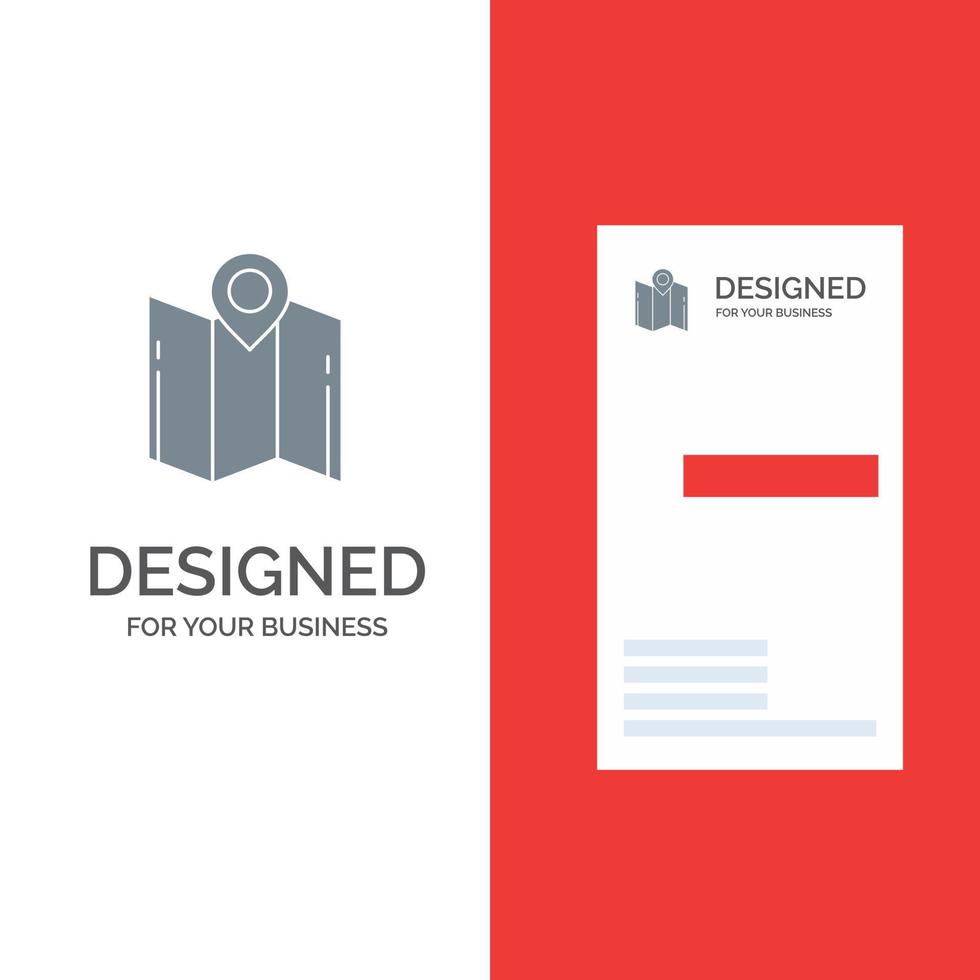 Map Direction Location Navigation Pointer Grey Logo Design and Business Card Template vector