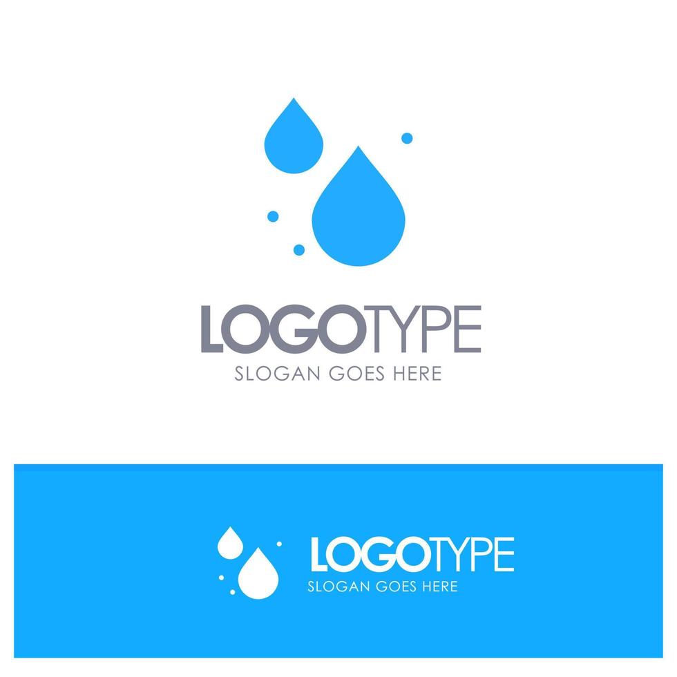 logotipo sólido azul de primavera de gota de agua con lugar para eslogan vector