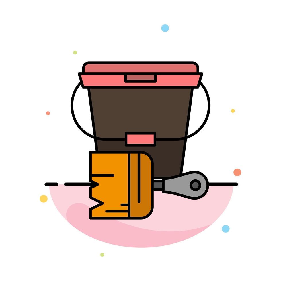 Paint Bucket Color Brush Abstract Flat Color Icon Template vector