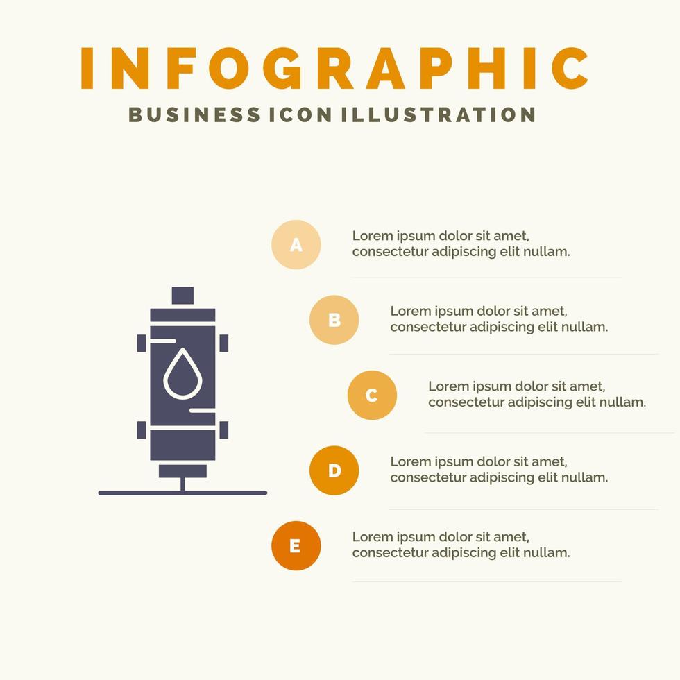 Heater Water Heat Hot Gas Geyser Infographics Presentation Template 5 Steps Presentation vector