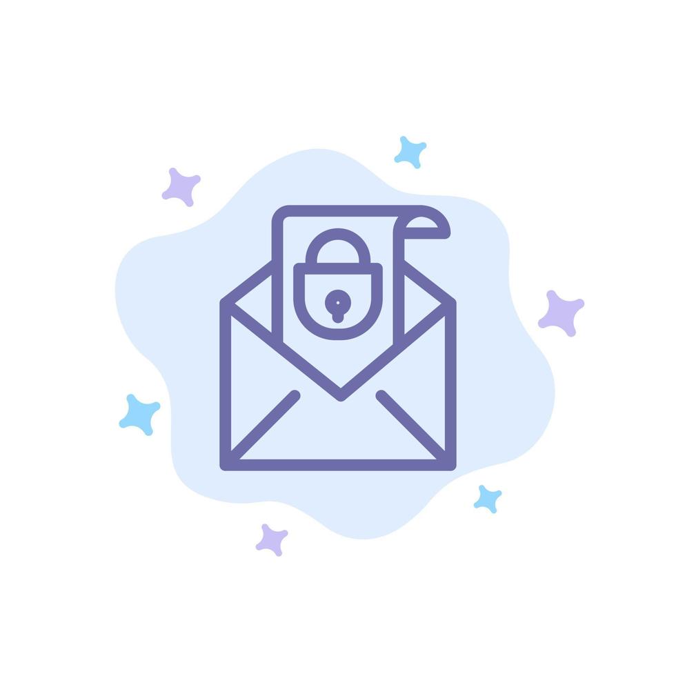 Mail Email Message Security Blue Icon on Abstract Cloud Background vector