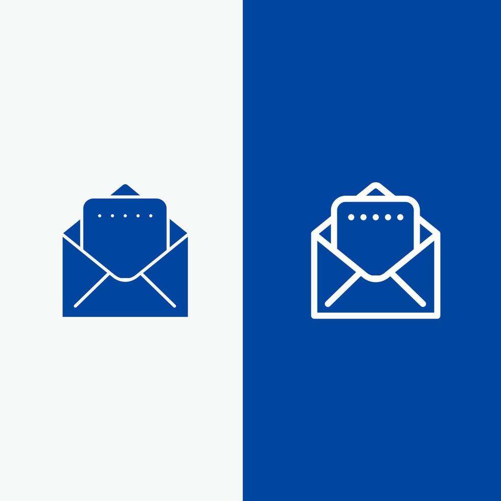 documento línea de correo y glifo icono sólido banner azul línea y glifo icono sólido banner azul vector