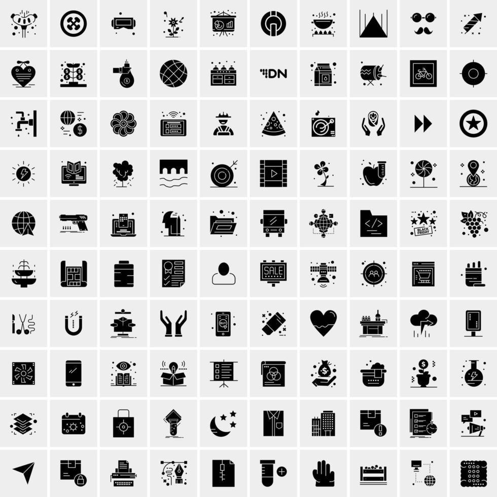 Set of 100 Universal Solid Icons vector
