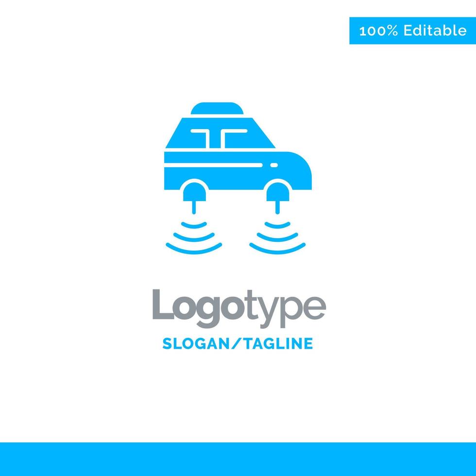 Car Electric Network Smart wifi Blue Solid Logo Template Place for Tagline vector