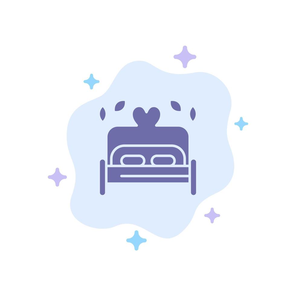 cama amor corazón boda icono azul sobre fondo de nube abstracta vector