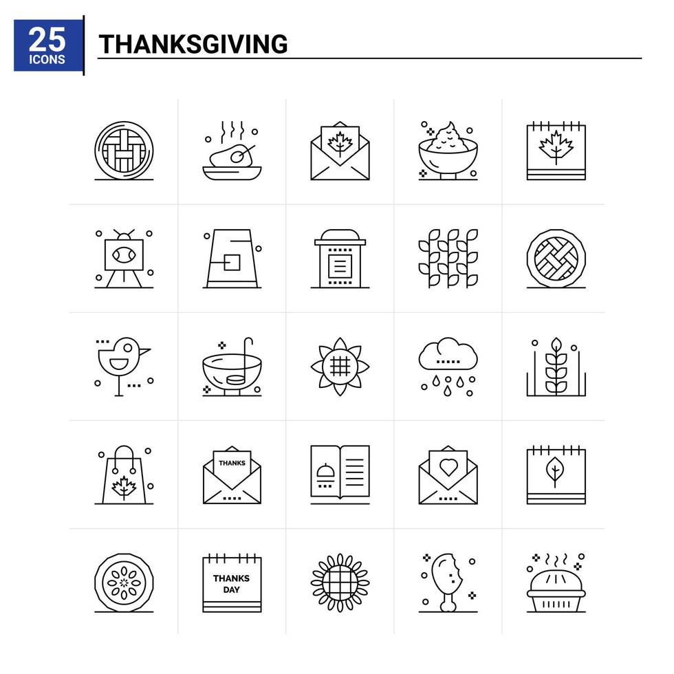 25 Thanksgiving icon set vector background