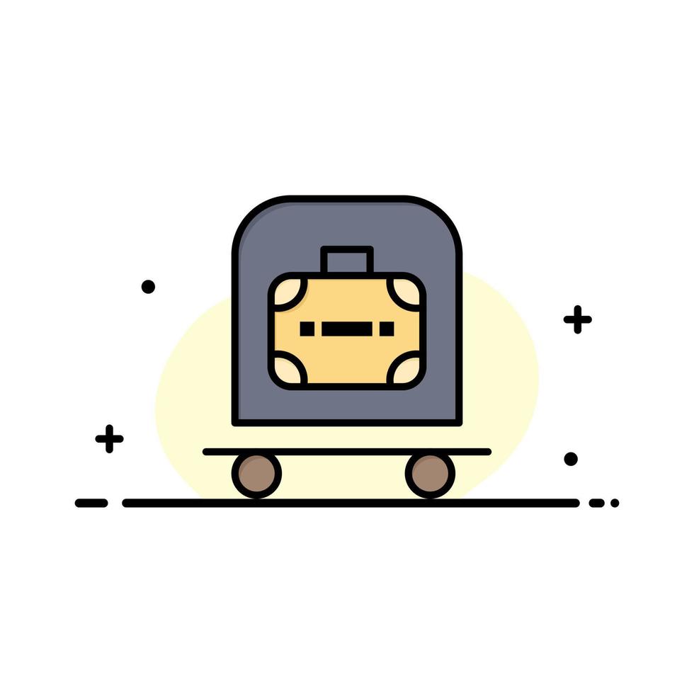 Hotel Luggage Trolley Bag  Business Flat Line Filled Icon Vector Banner Template