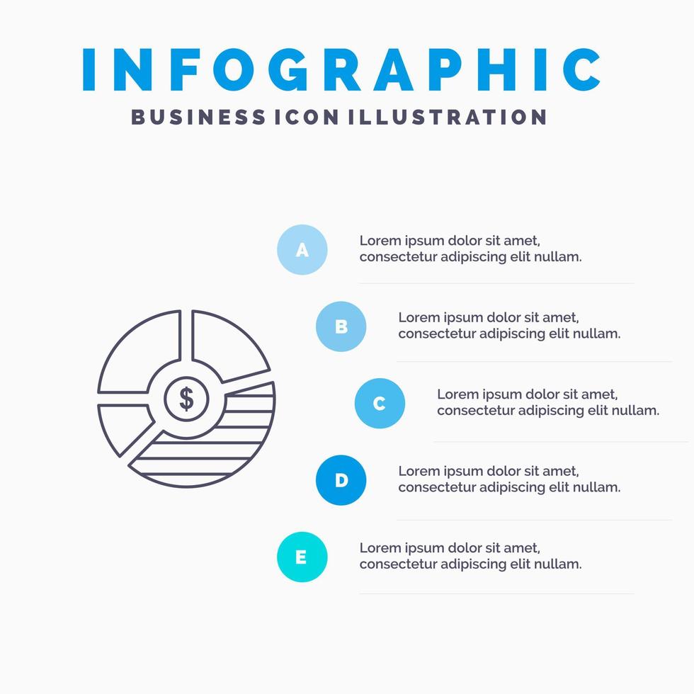 gráfico análisis barra negocio gráfico seo estadísticas línea icono con 5 pasos presentación infografía fondo vector