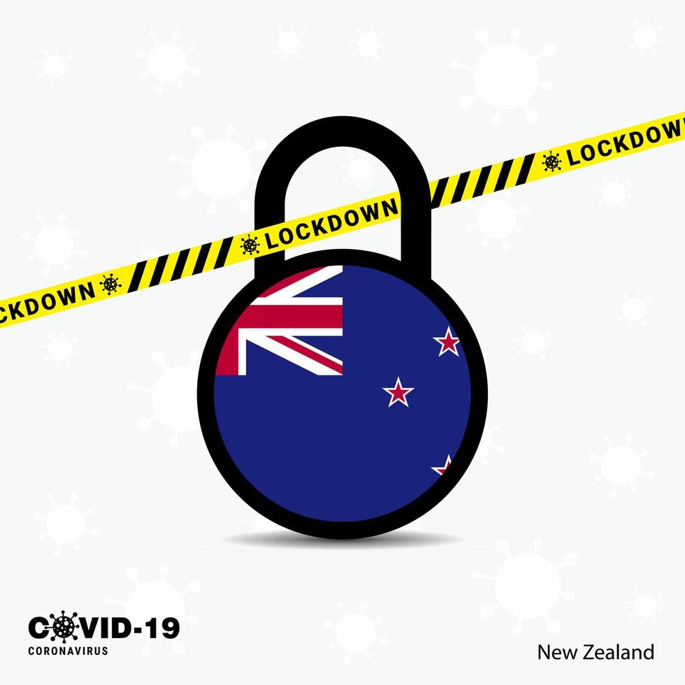 New Zealand Lock DOwn Lock Coronavirus pandemic awareness Template COVID19 Lock Down Design vector