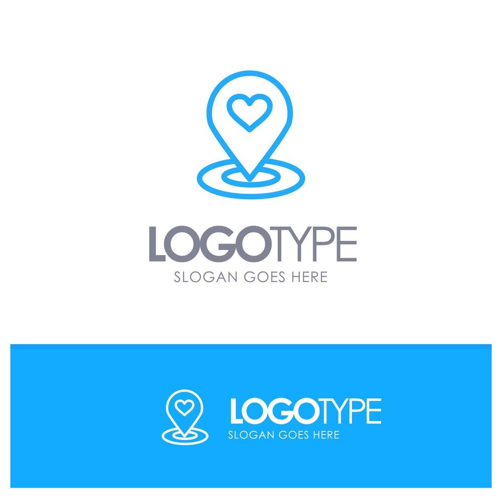 Location Map Location Finder Pin Heart Blue Outline Logo Place for Tagline vector