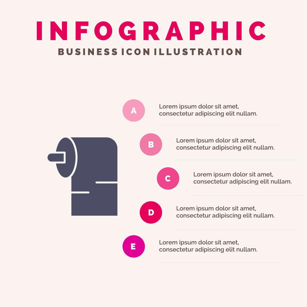 limpieza papel tejido sólido icono infografía 5 pasos presentación antecedentes vector