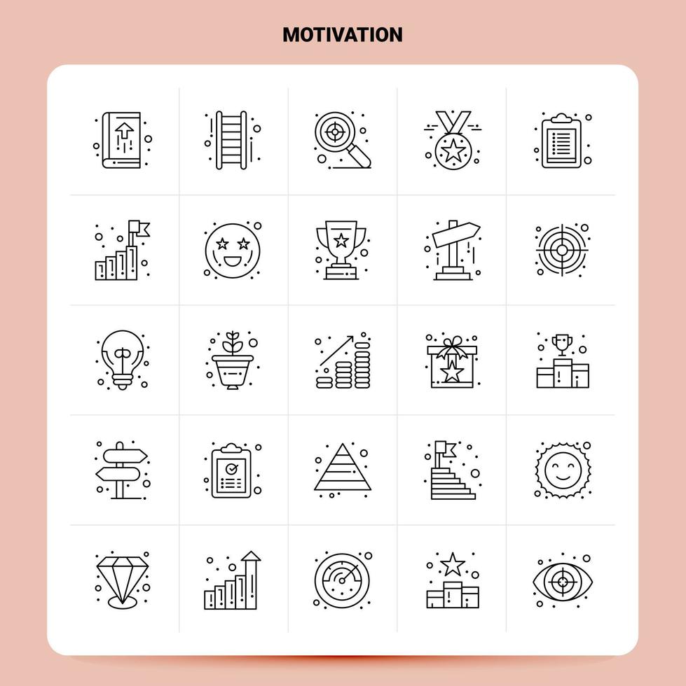OutLine 25 Motivation Icon set Vector Line Style Design Black Icons Set Linear pictogram pack Web and Mobile Business ideas design Vector Illustration