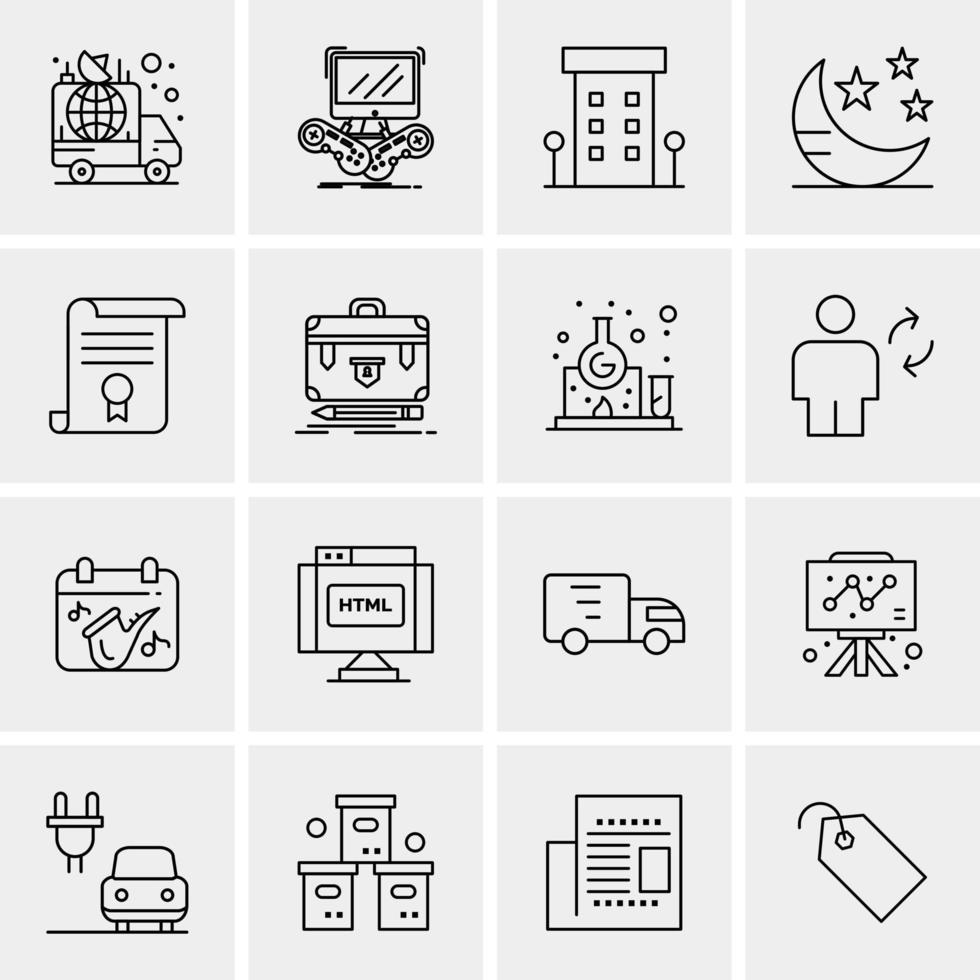 16 iconos de negocios universales vector ilustración de icono creativo para usar en proyectos relacionados con la web y dispositivos móviles