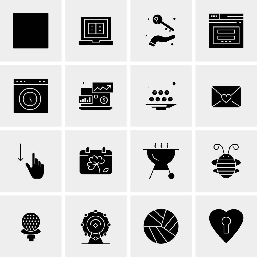 16 iconos de negocios universales vector ilustración de icono creativo para usar en proyectos relacionados con la web y dispositivos móviles