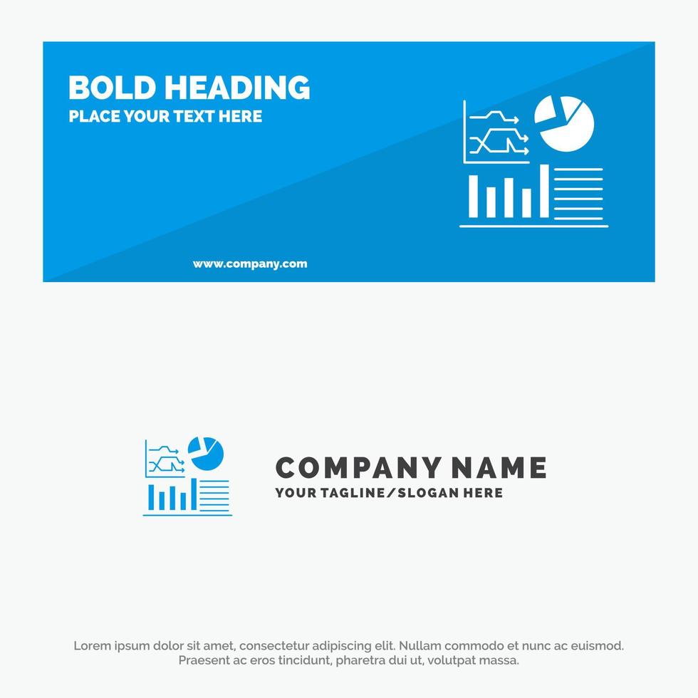 gráfico éxito diagrama de flujo negocio sólido icono sitio web banner y plantilla de logotipo de empresa vector
